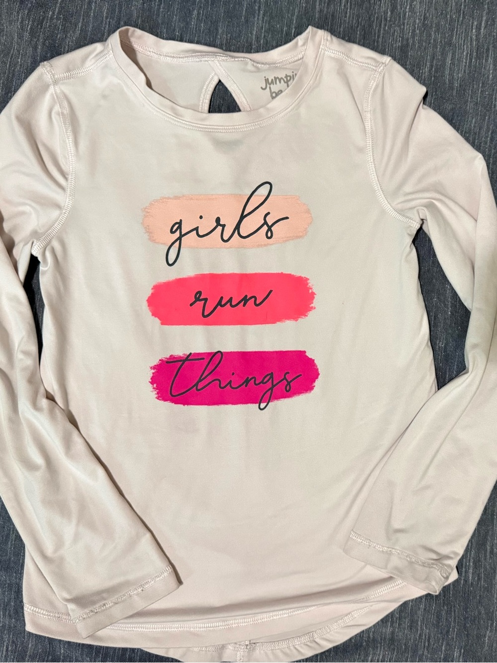jumping beans Light Pink Long Sleeve Tee with Pink & Coral Brushstrokes